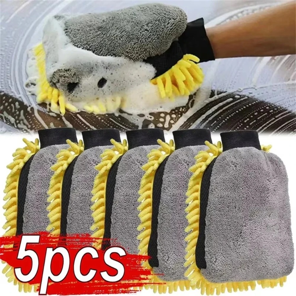 Car Detailing Brush - 1/5pcs Car Washing Gloves Waterproof Microfiber